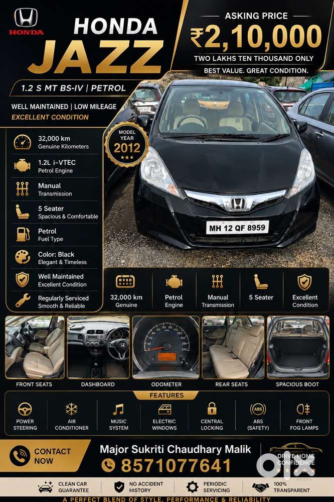 Honda Jazz Petrol 2012, Driven Only 32000