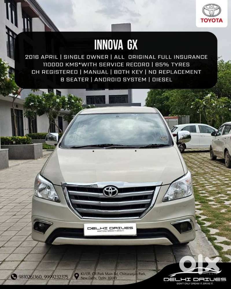 Toyota Innova 2.5 Gx (diesel) 8 Seater Bs Iv, 2016, Diesel