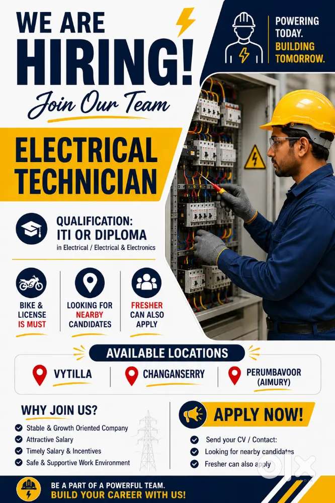 Hiring Electricial Technician for Changanassery