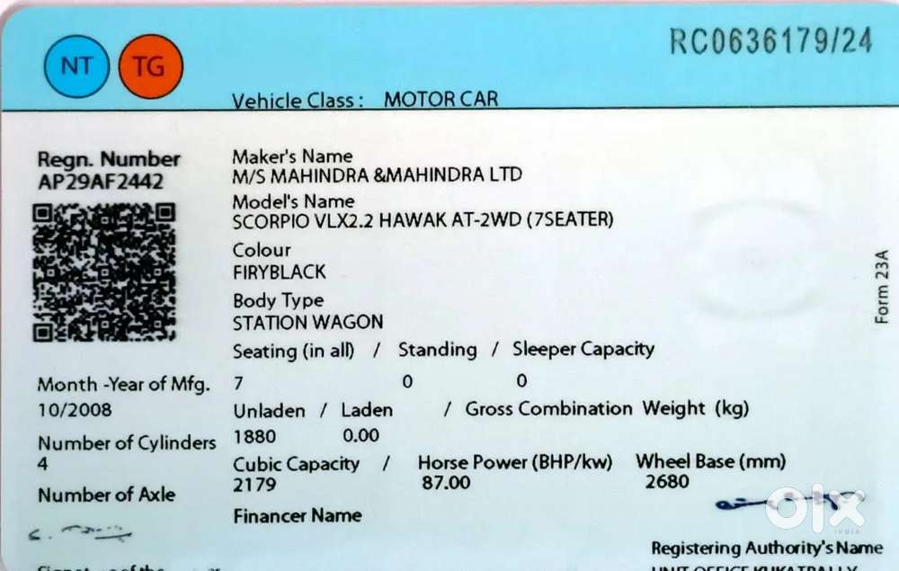 Mahindra Scorpio Vlx 2.2 Mhawk Model 2008 Original Black