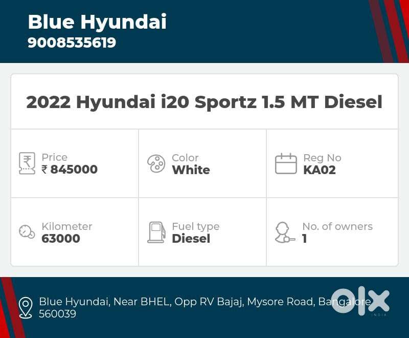Hyundai I20 1.4 Sportz, 2022, Diesel