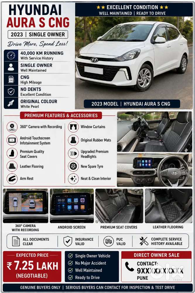 Hyundai Aura S Cng &ndash; 2023 Single Onwer