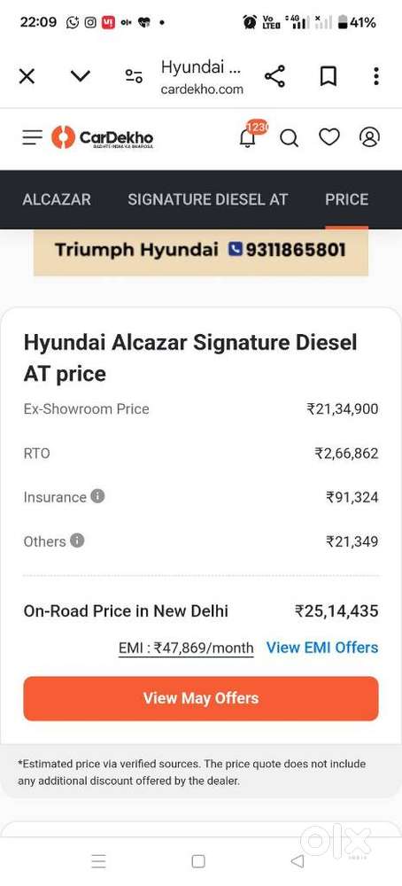 Hyundai Alcazar 1.5 Signature (o) Diesel At 6 Str, 2023, Diesel