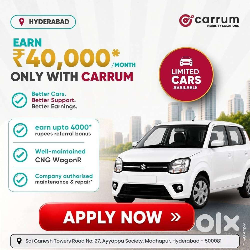 Uber Go Driver Vacancy Hyderabad – ₹5K Deposit  Earn Up to ₹40K