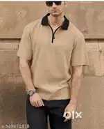 Half Sleeve Polo Neck Zipper T-shirt For men