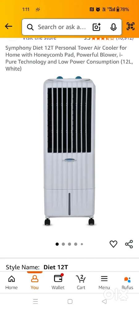 Symphony Diet 12T Personal Tower Air Cooler Kitchen Other