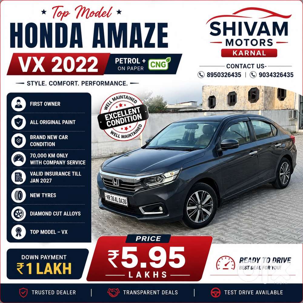 Honda Amaze Vx (o) I-vtec, 2022, Cng & Hybrids