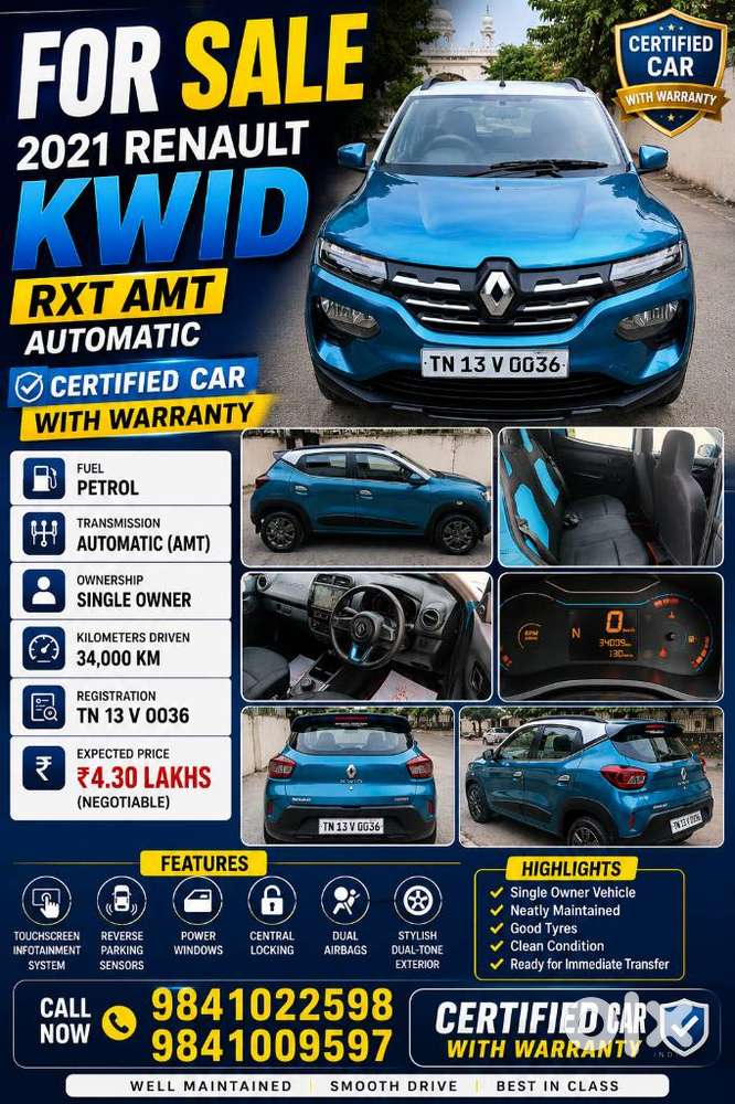 Renault Kwid Rxt Amt Climber (automatic), 2021, Petrol