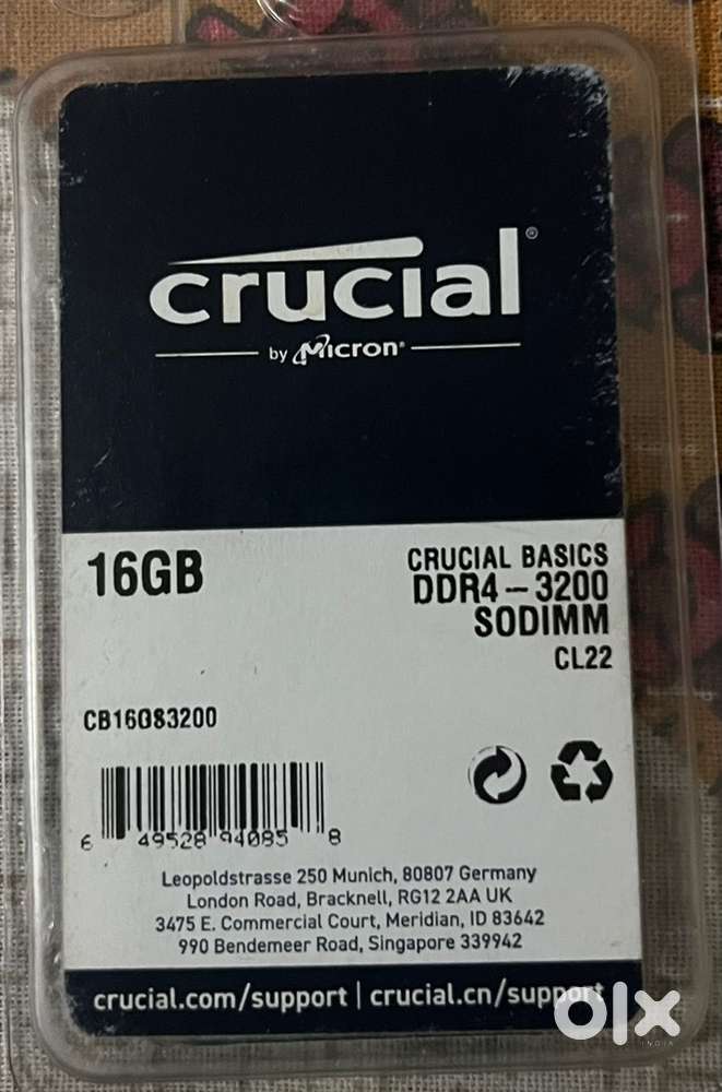Crucial Laptop Ram 16gb ddr4 cl22 under warranty with warranty p slip