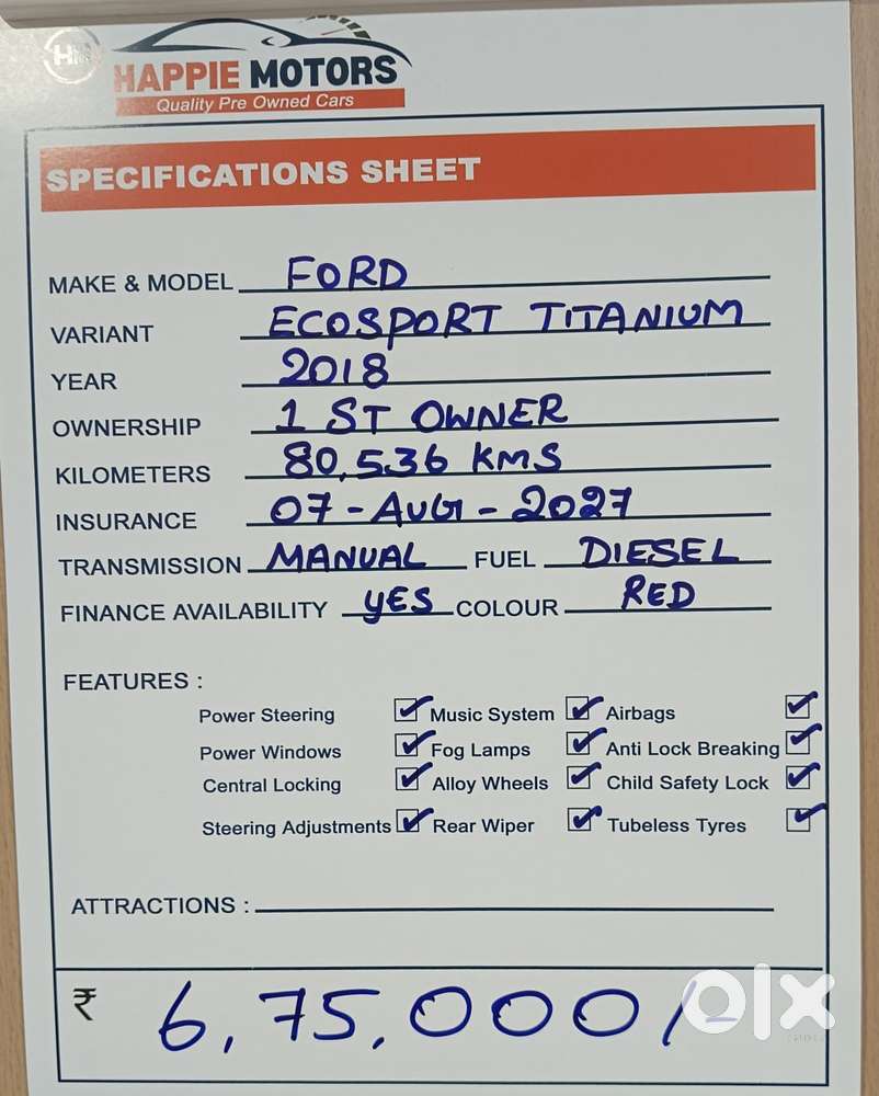 Ford Ecosport 1.5 Diesel Titanium, 2018, Diesel