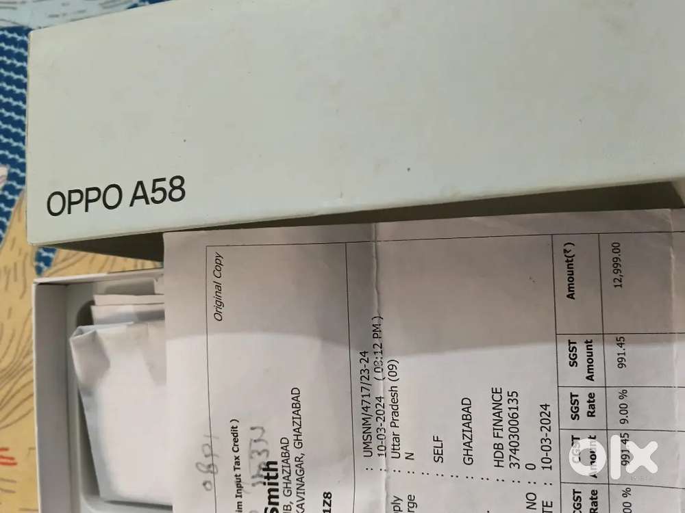 Oppo A58 6+6 128  4G phone  bill box only