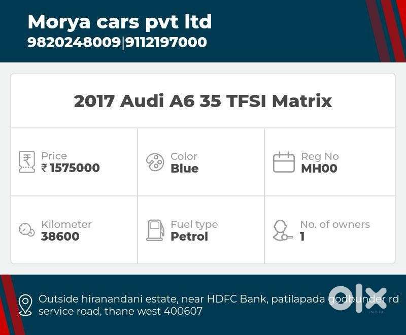 Audi A6 1.8 35 Tfsi Premium Matrix, 2017, Petrol