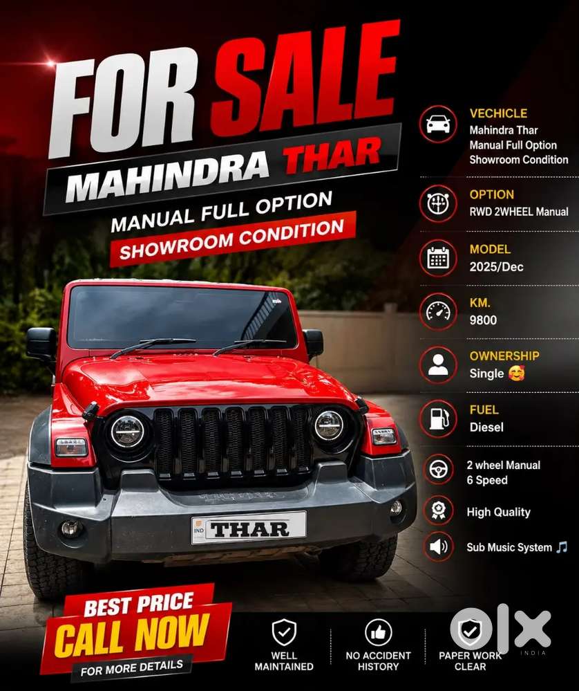 Mahindra Thar 2025 Diesel 9800 Km Driven