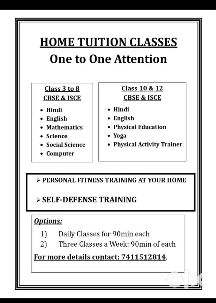 Tuition  and Fitness  Classes at YOUR HOME ( I AM SCHOOL TEACHER)