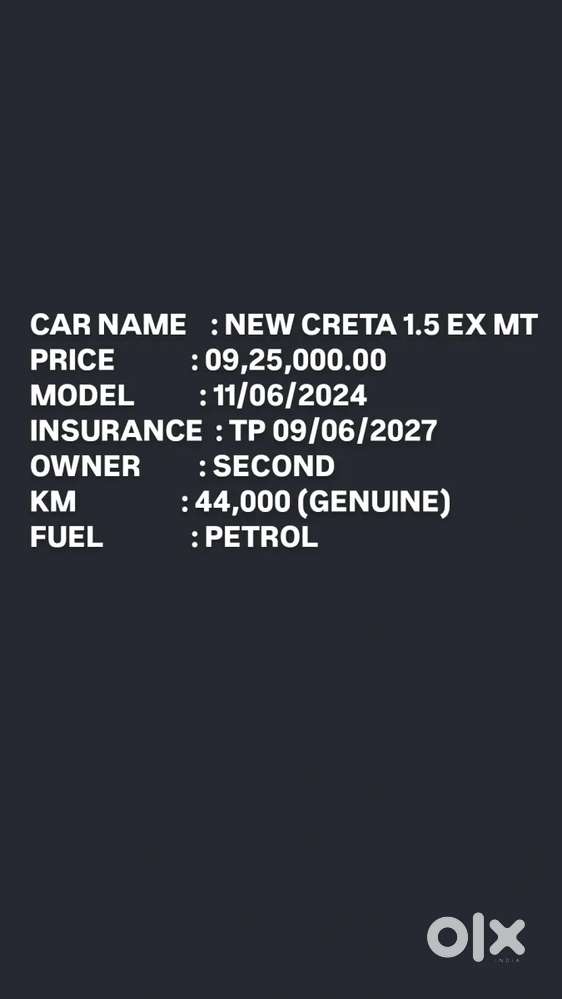 Hyundai Creta 1.5 Ex Petrol, 2024, Petrol