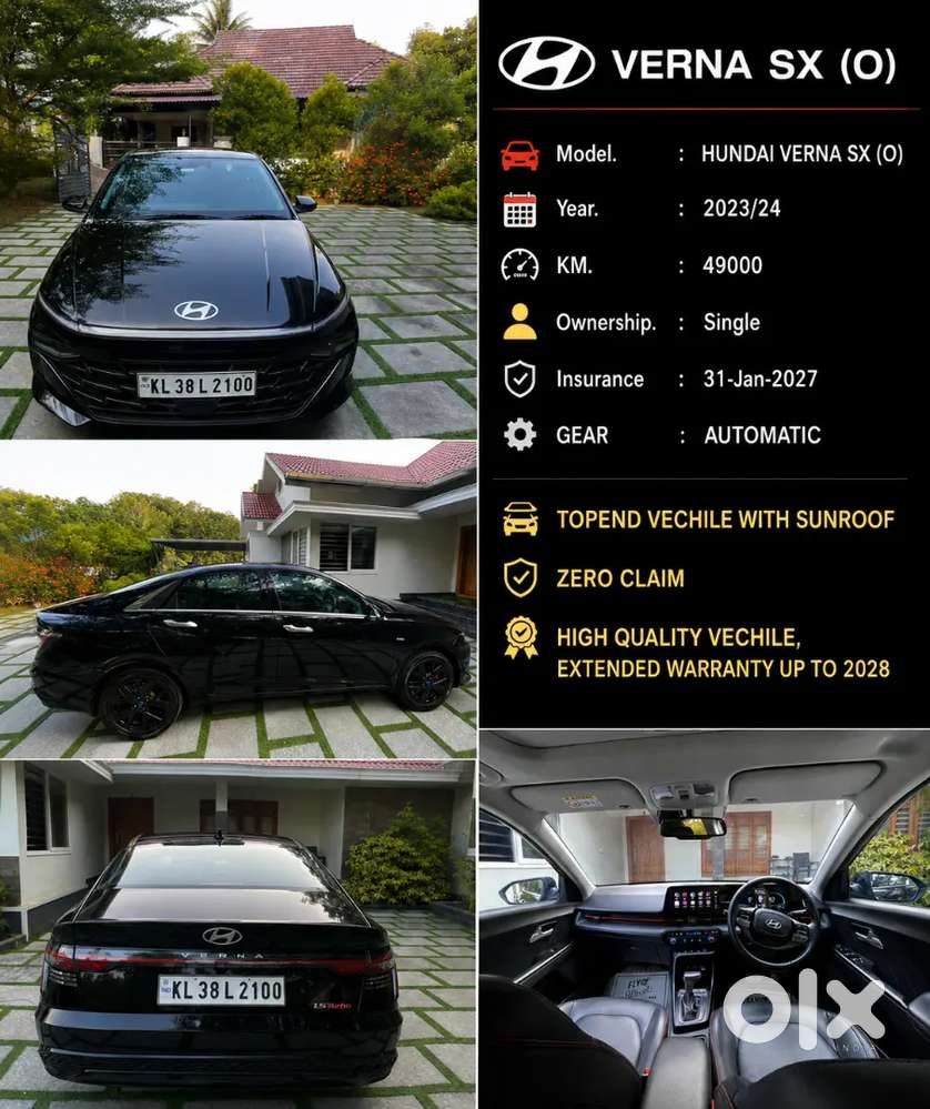 Hundai Verna Sx(o) With Sunroof Zero Claim, High Quality Vechile