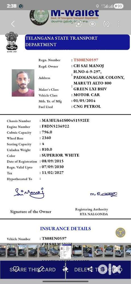 Maruti Suzuki Alto 800 Cng Lxi Optional, 2015, Petrol