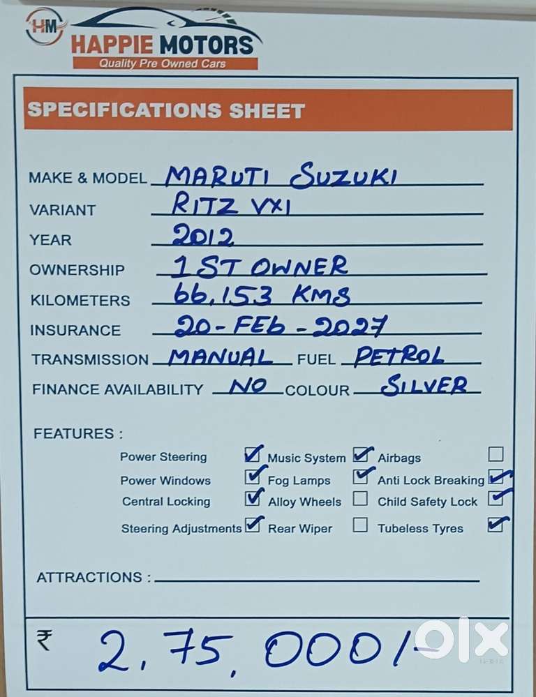 Maruti Suzuki Ritz Vxi, 2012, Petrol