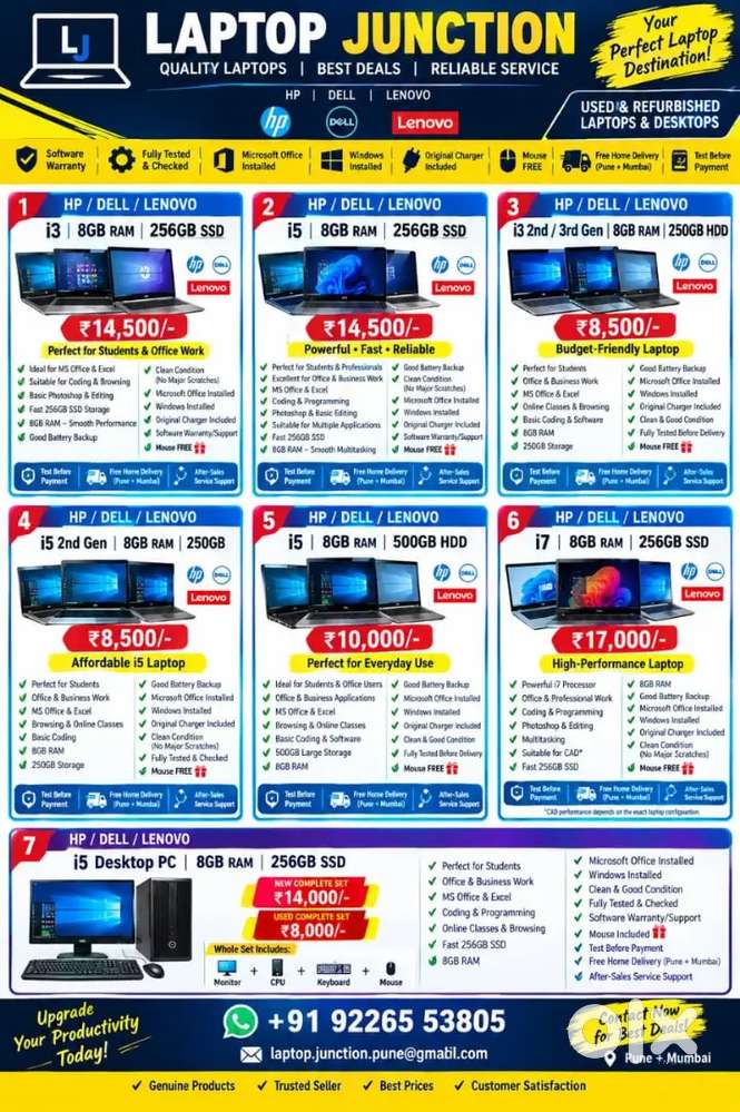 GOOD CONDITION REFURBISHED LAPTOP & DESKTOP PC AVAILABLE (Warranty)