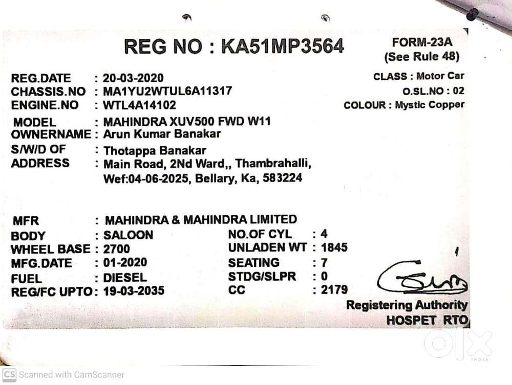 Mahindra Xuv500 W11, 2020, Diesel