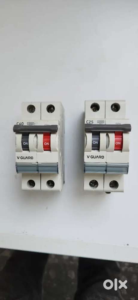 V-Guard 2 Pole MCB C25 & C40 ; 15 Nos 10kA (Like New/unused)