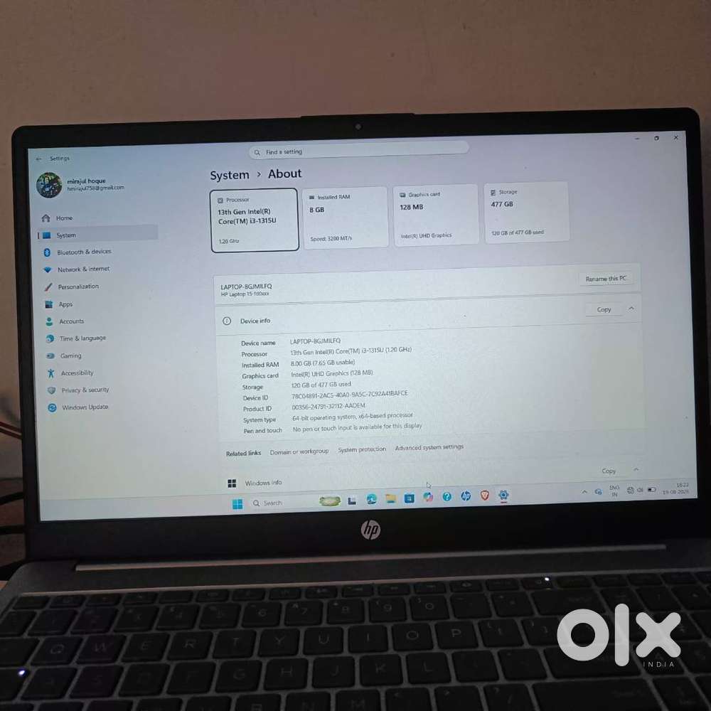 HP 15 , i3 13th Gen 8gb Ram and 512GB ssd