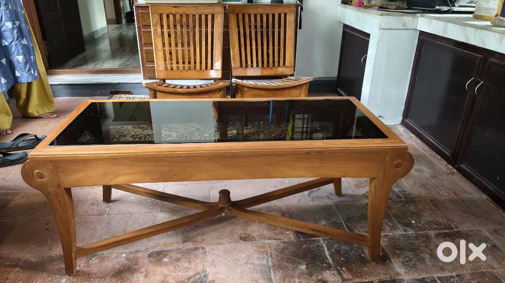 Teak Glass Teapoy