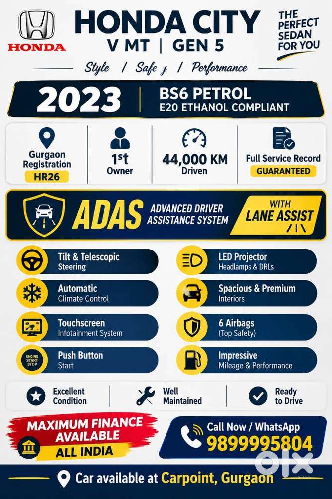 Honda City 1.5 V 5th Gen I-vtec Mt, 2023, Petrol
