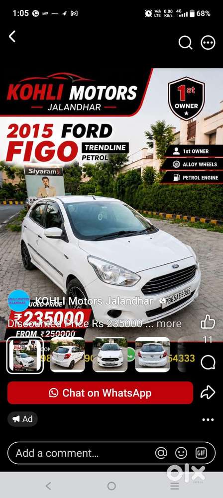 Ford Figo 1.2p Trend Mt, 2015, Petrol
