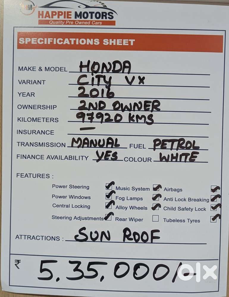 Honda City 2014-2015 I Vtec Vx, 2016, Petrol