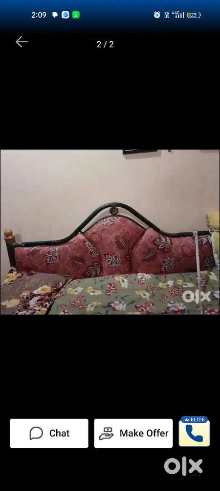 Head cushion padded queen size iron bed