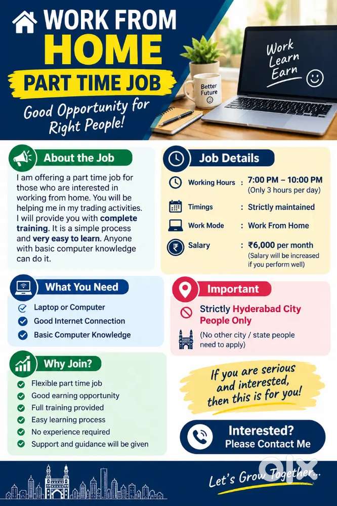 Work From Home & Part-Time Job | Hyderabad Only
