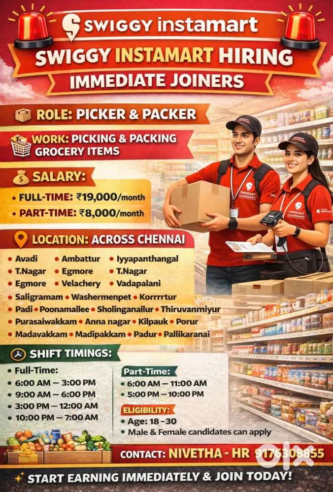 Wanted female picker, packer@Adayar
