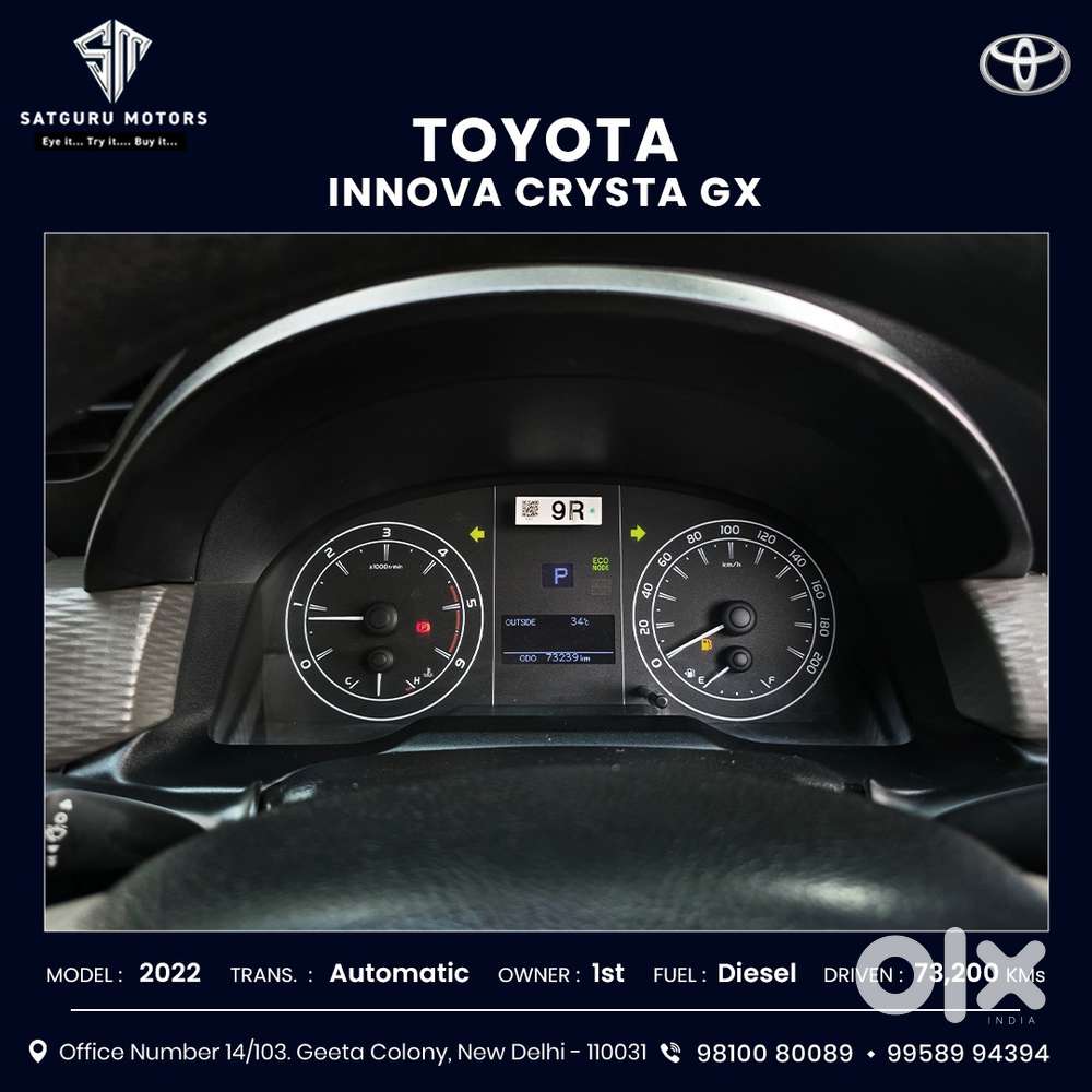 Toyota Innova Crysta 2.8 Gx At 7 Str, 2022, Diesel