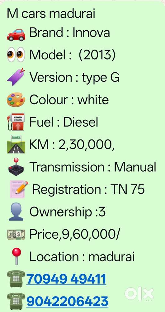 Toyota Innova 2.5 G (diesel) 7 Seater, 2013, Diesel