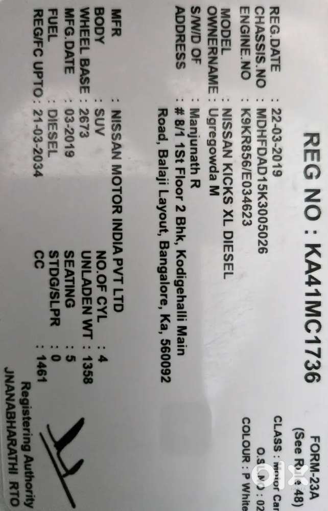 Nissan Kicks 2019 Diesel 135000 Km Driven