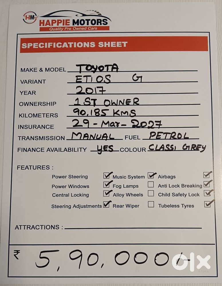 Toyota Etios [ ] 1.5 G Sp, 2017, Petrol
