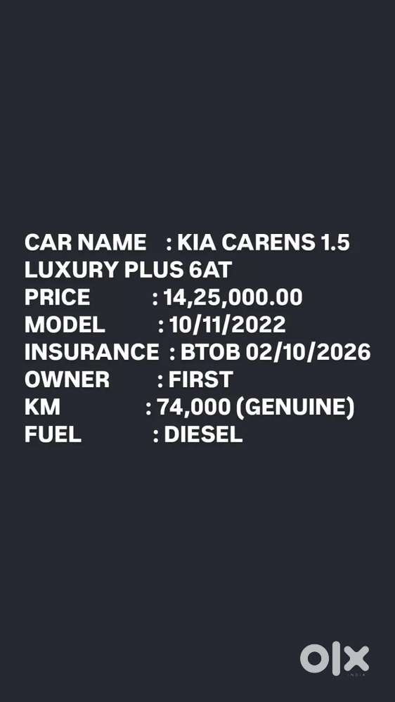 Kia Carens 1.5 Luxury Plus Diesel At 6 Str, 2022, Diesel