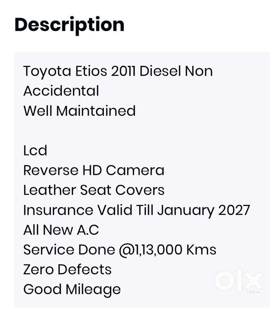 Very Good Condition Etios 2011 Diesel