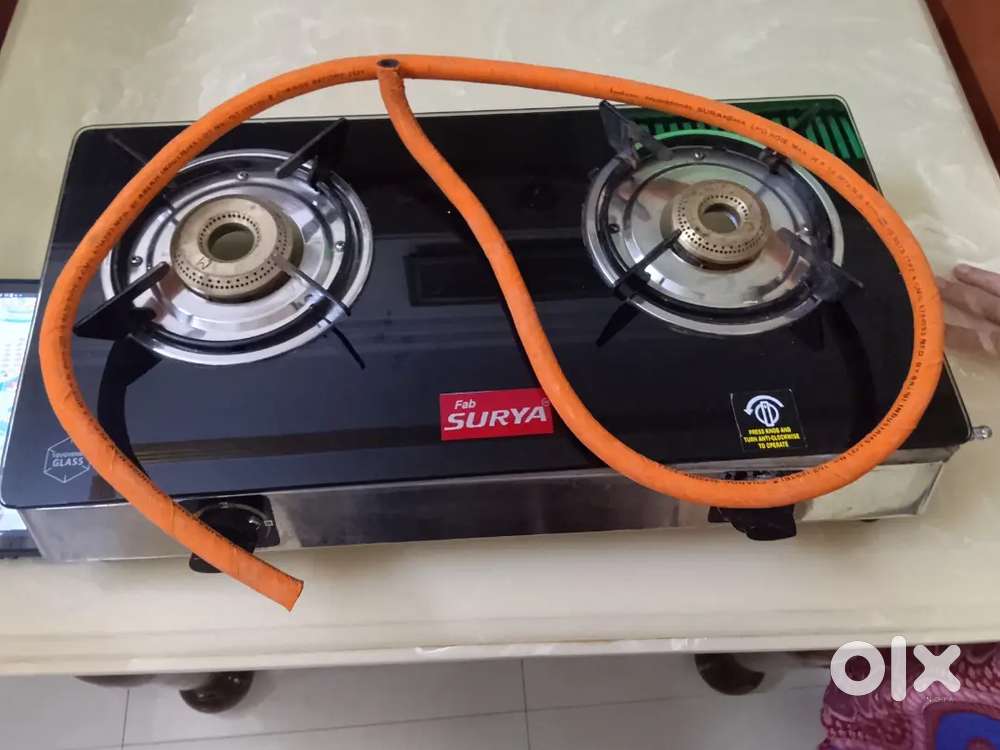 Gas stove with glass top