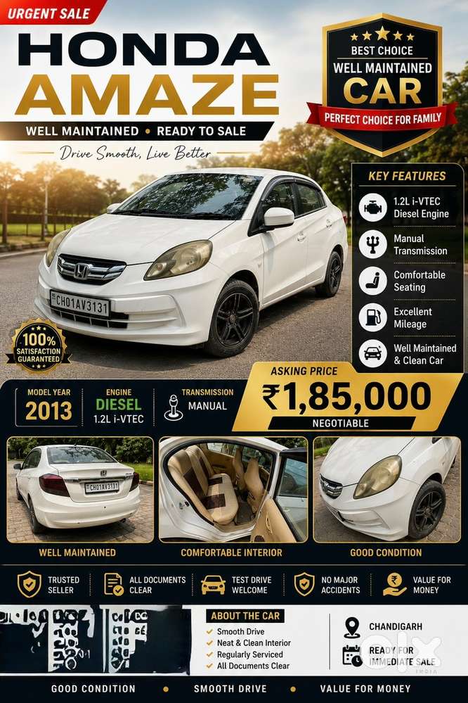 Honda Amaze 2013 Diesel 295000 Km Driven