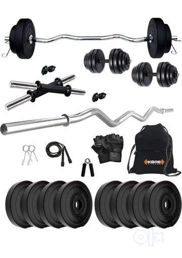 Kore K Pvc 20Kg Combo 3 Leather Home Gym And Fitness Kit Grey Gym Fitness 1787501256