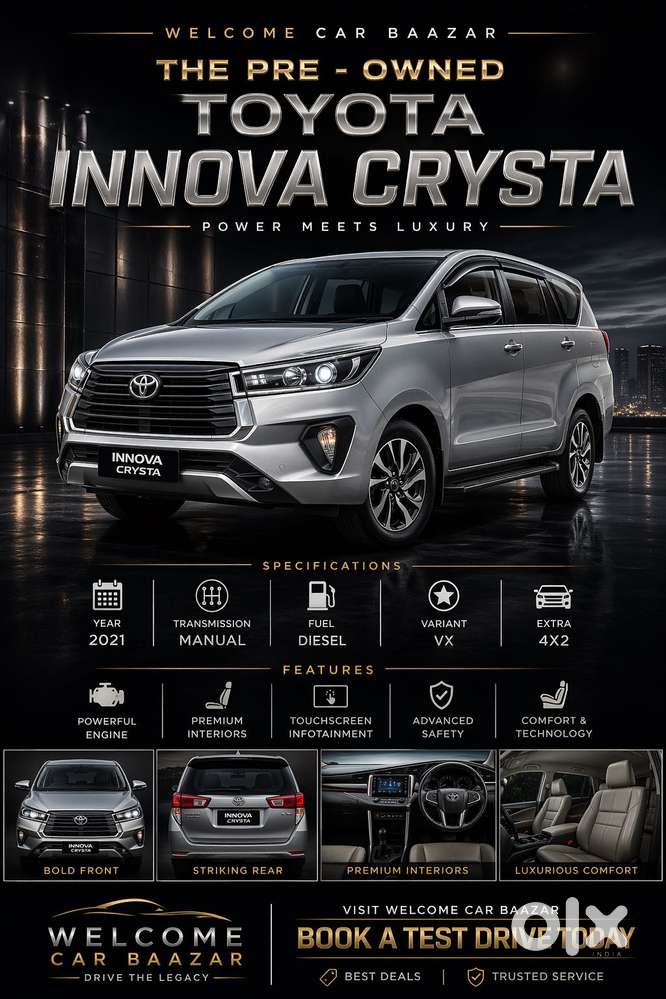 Toyota Innova Crysta 2.7 V, 2021, Diesel