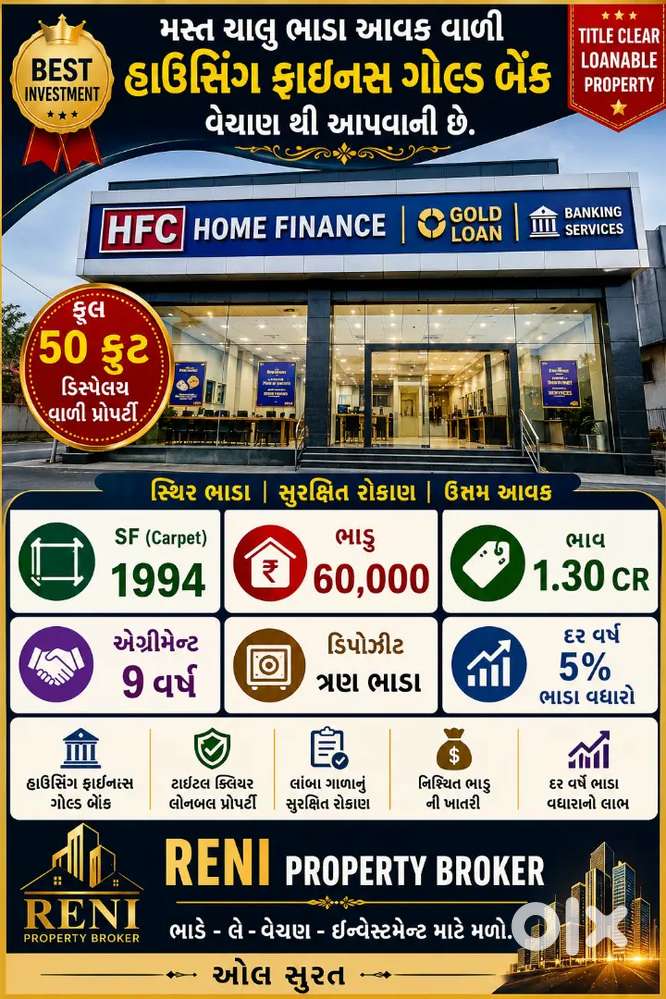 બેંક ડિપાર્ટમેન્ટ ને ભાડે આપેલી પ્રોપર્ટી વેચાણ થી રાખવા ફોન કરો.