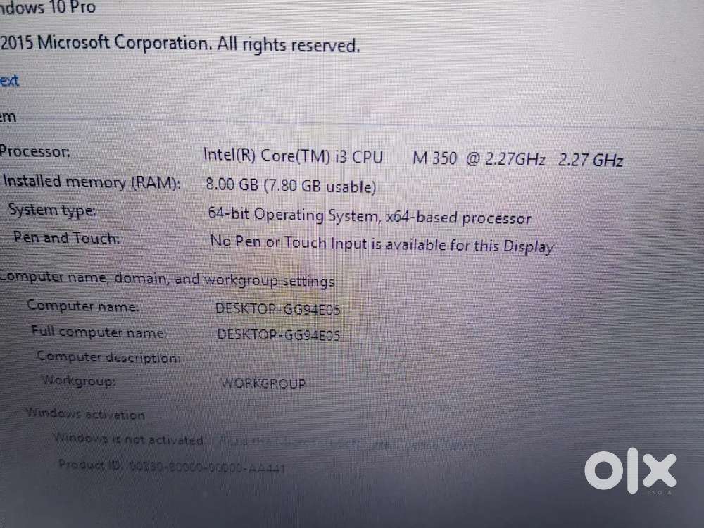 Laptop Toshiba i3/8gb ram/300 gb hd/first generation