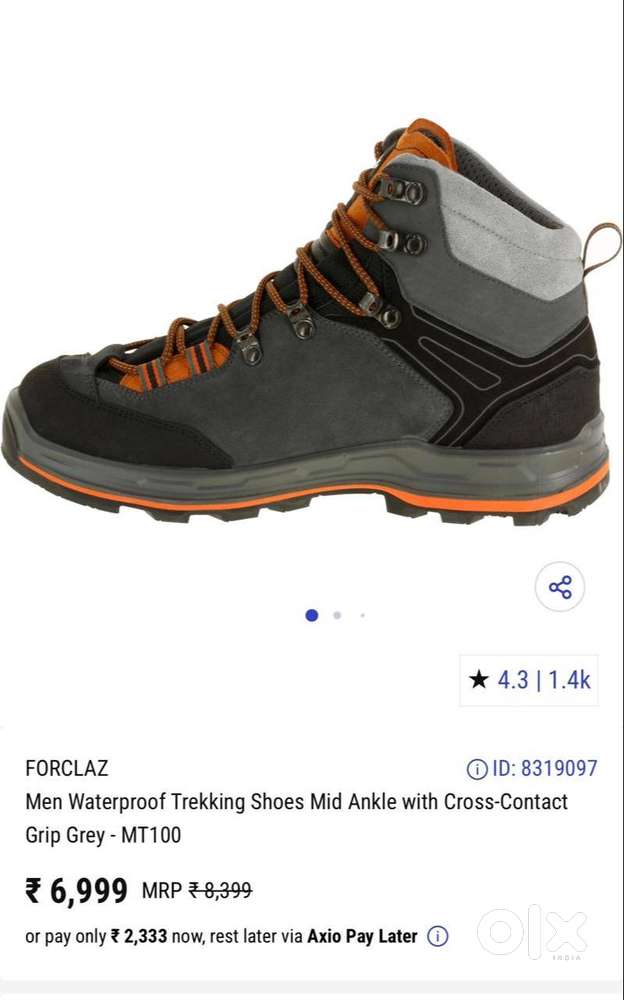 Quechua Men Waterproof Trekking Shoes Mid Ankle- Size UK 8.5 - Men