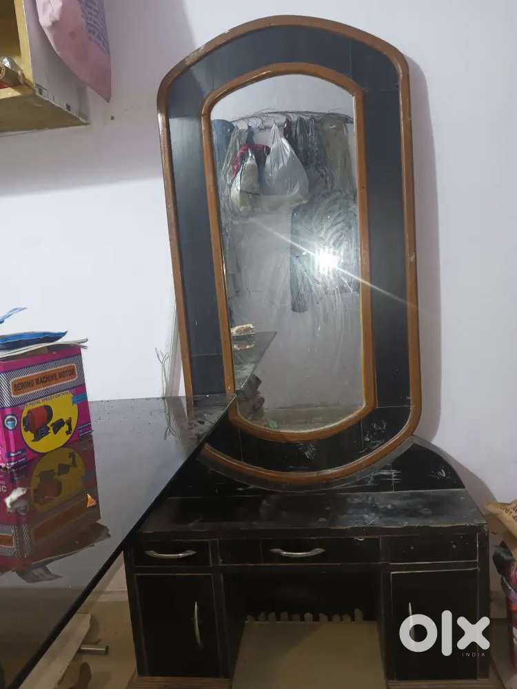 Solid Teak Wood Dressing Table with Large Mirror