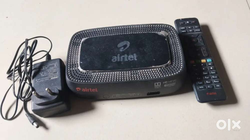 Airtel hdmi Set top box with remote antenna and cable