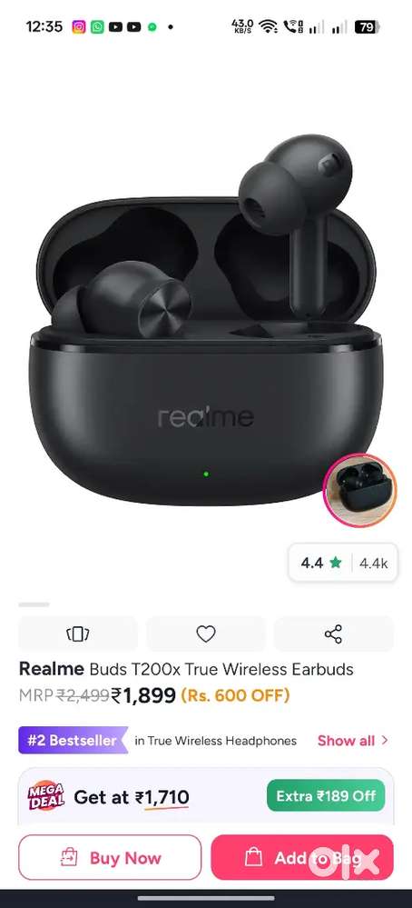 Want to sell my 2 months old unused Realme T200X (ANC Earbuds)