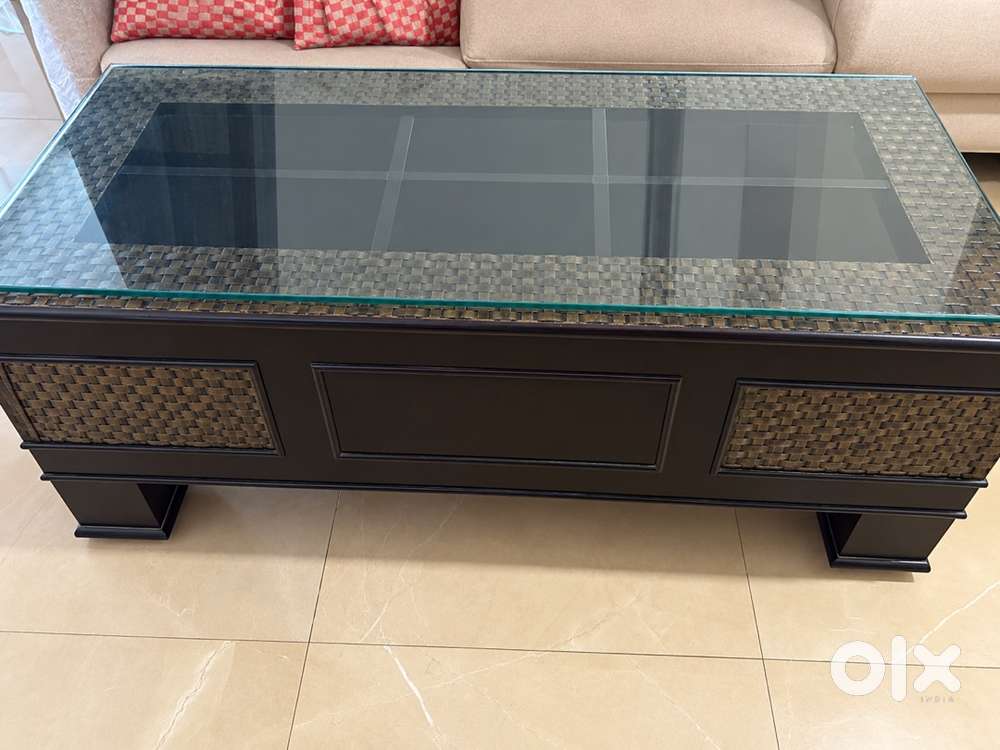 Wooden Centre Table with Glass Top &ndash; Good Condition